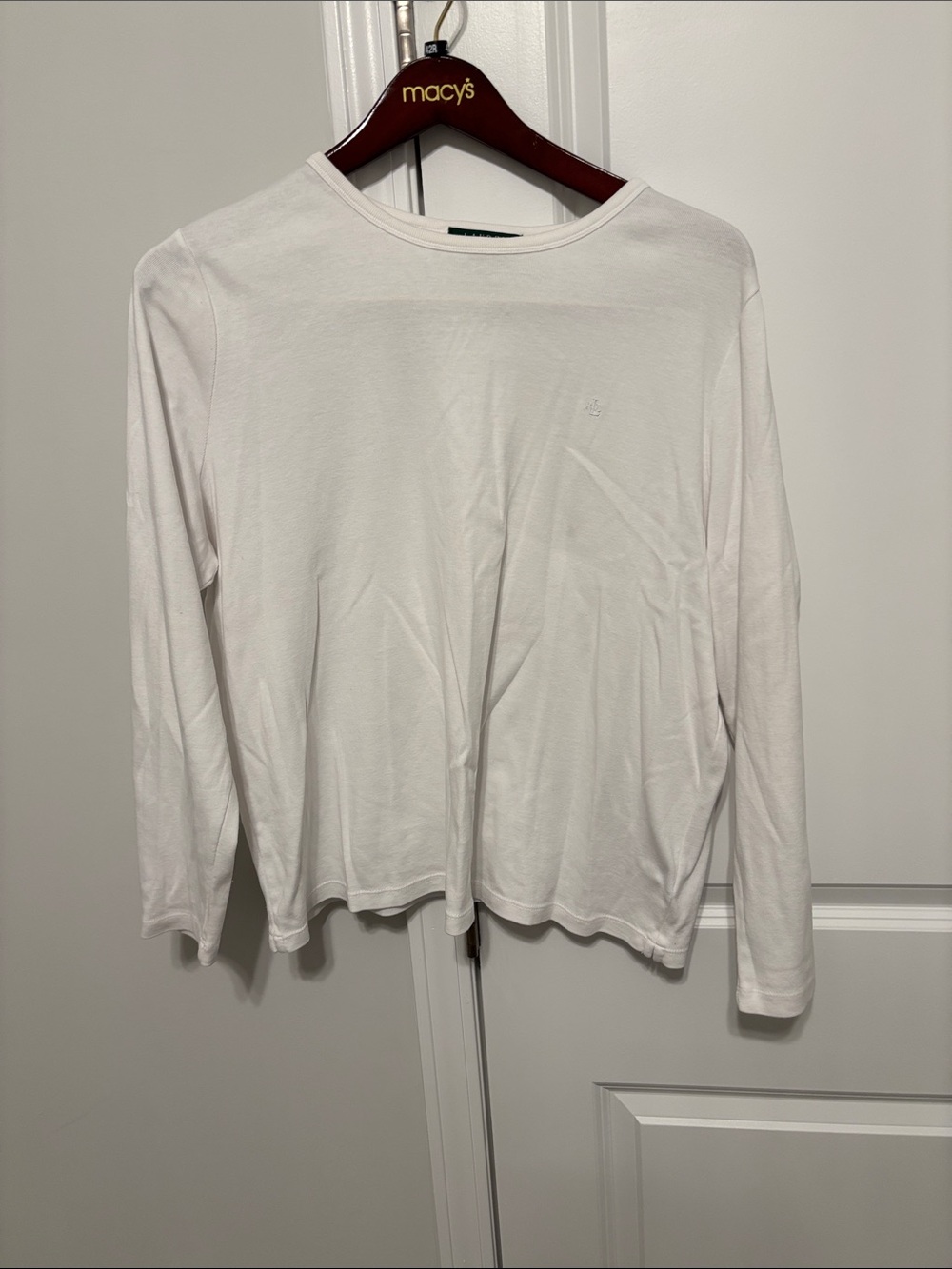 Lauren Ralph Lauren Ribbed Long-Sleeve White Crewneck Shirt 2x Womens